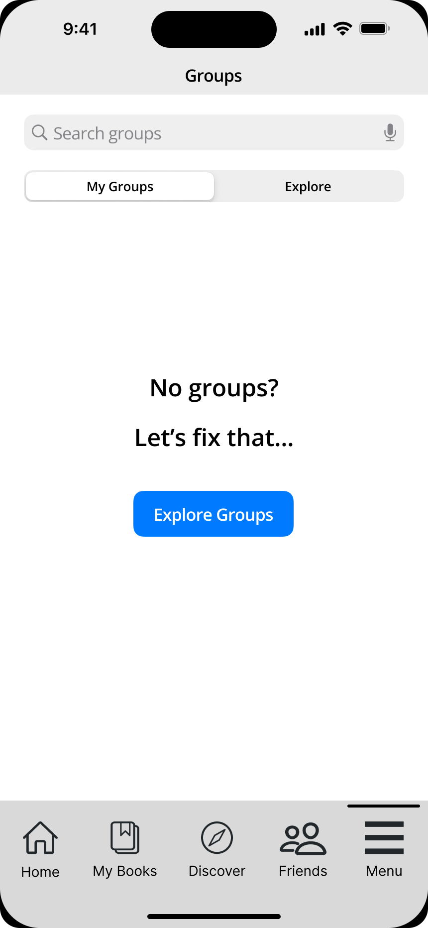 proposed empty groups page
