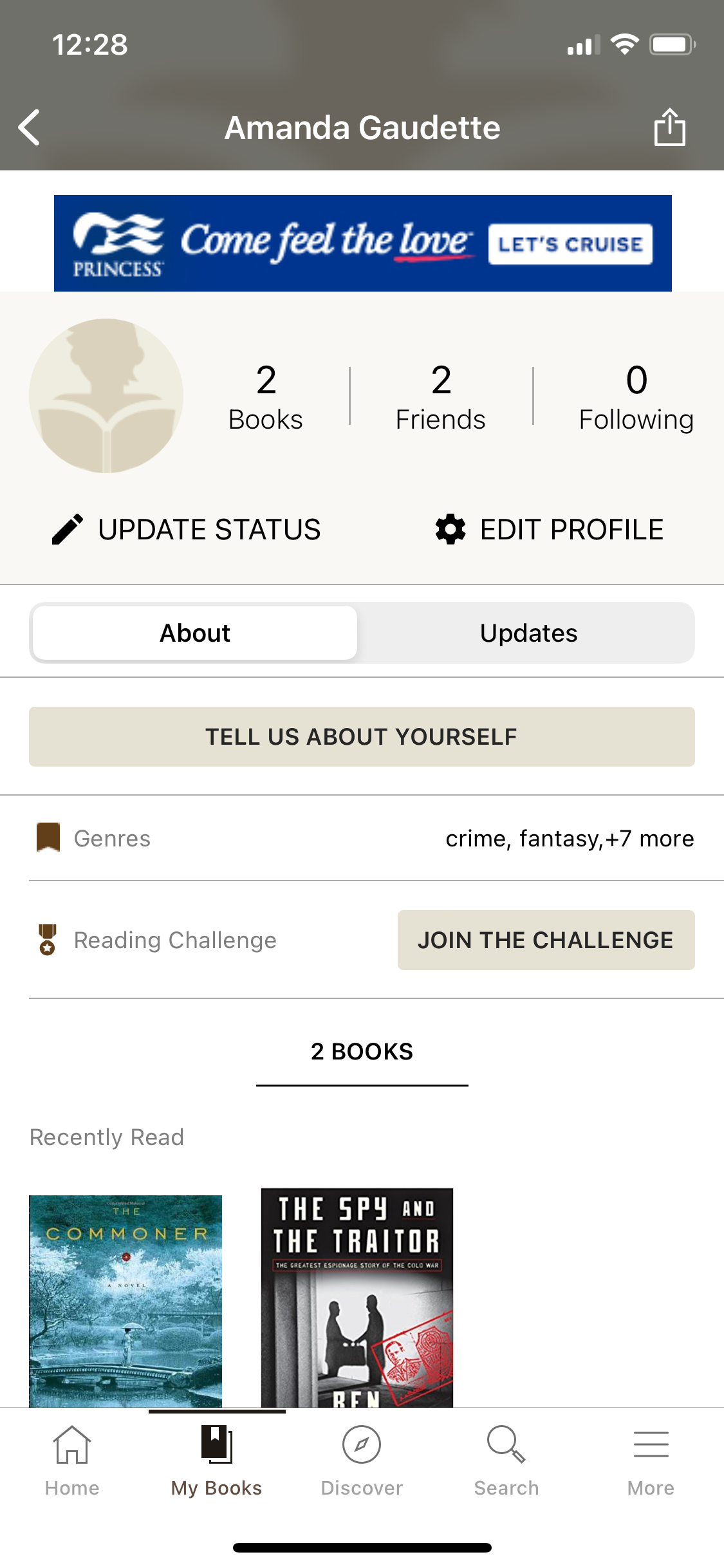 existing profile page